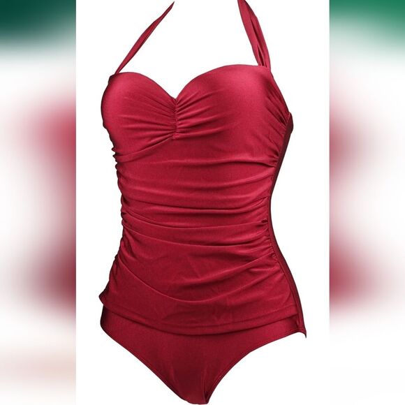 COCOSHIP 50s Elegant Inspired Retro Vintage One Piece Swimsuit Large - Picture 2 of 4